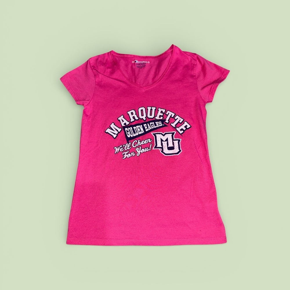 Champion Kids Pink Marquette Tee Girls (8 Medium)